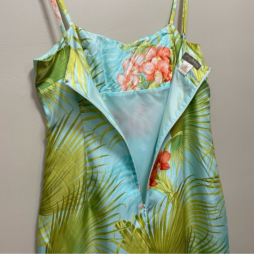 Tommy Bahama Dress Womens 12 Silk Plus Sundress Spaghetti Straps Tropical Blue - Picture 5 of 11